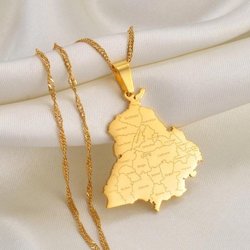 Punjab Map Pendant Necklace Gift for Brothers and Sisters