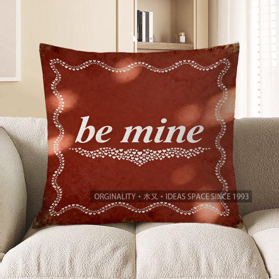2D Be Mine Heart-Frame Digital Print Pillow Cover Pattern Cushion Cover Suitable For Sofa Bedroom Car Pillow Cover