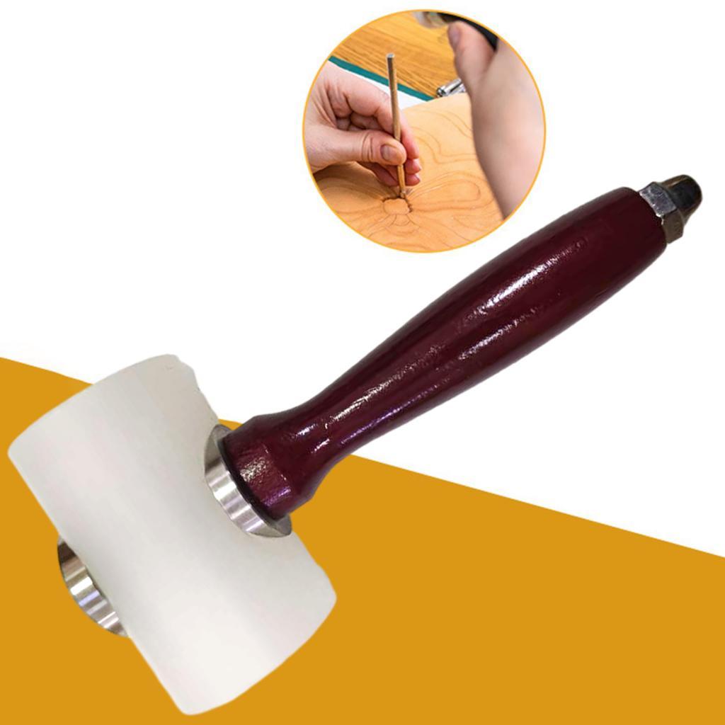 Professional Leather Carving Hammer, Punch Tool Wooden Handle DIY Printing Nylon for
