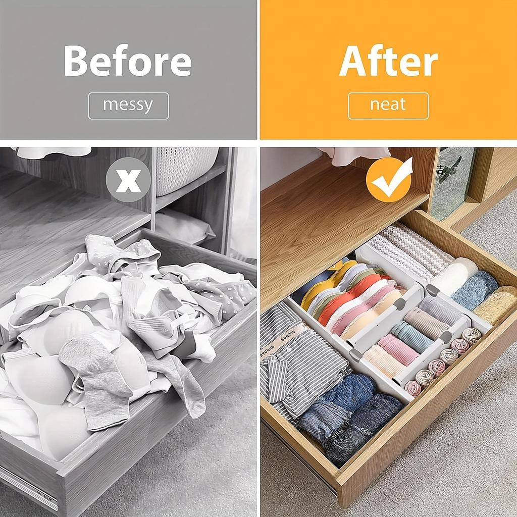 2pcs Drawer Dividers, Expandable Dividers for Easy Storage and Organization Ideal for Kitchen Utensils and Bedroom Clothing, Closet Organizer Storage