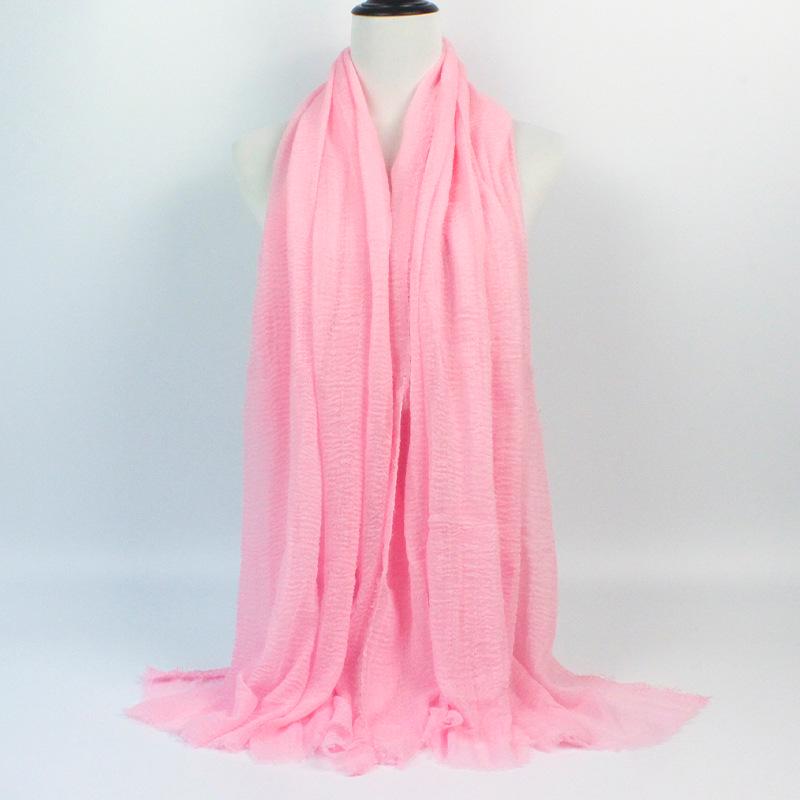 Crinkled Rayon Scarf Shawl: Solid Color, Natural Wrinkle, Fringed, Beach Towel, Bride/Bridesmaid/Party Evening Dress Accessory.