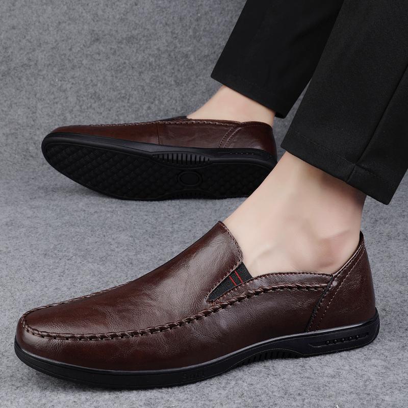 Fashion 2025 Luxury Brand Men's Genuine Leather Shoes Trend Black Men's Leather Business Shoes Office Interview Versatile Work Shoes
