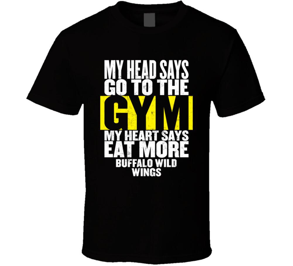 My Heart Says Eat More Buffalo Wild Wings Funny Food Gym T Shirt Mens Womens Tees Top 2XL