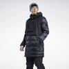 Reebok Einfarbige lange Kapuzen-Casual-Warm-Daunenjacke Herren Oberbekleidung Schwarz GU5756