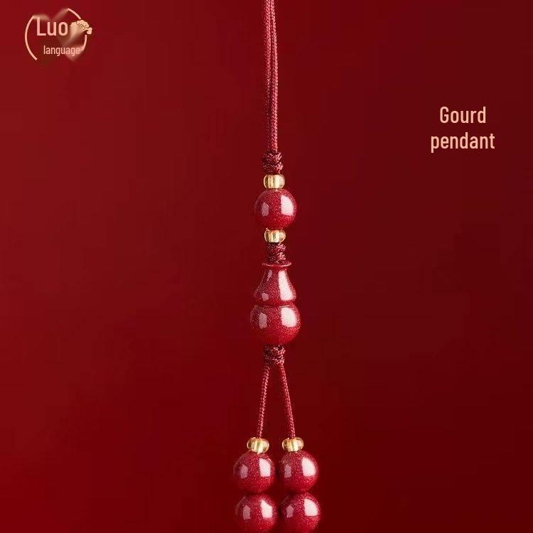 Pixiu Wealth and Treasure Cinnabar Phone Chain Keyring Pendant for Men and Women