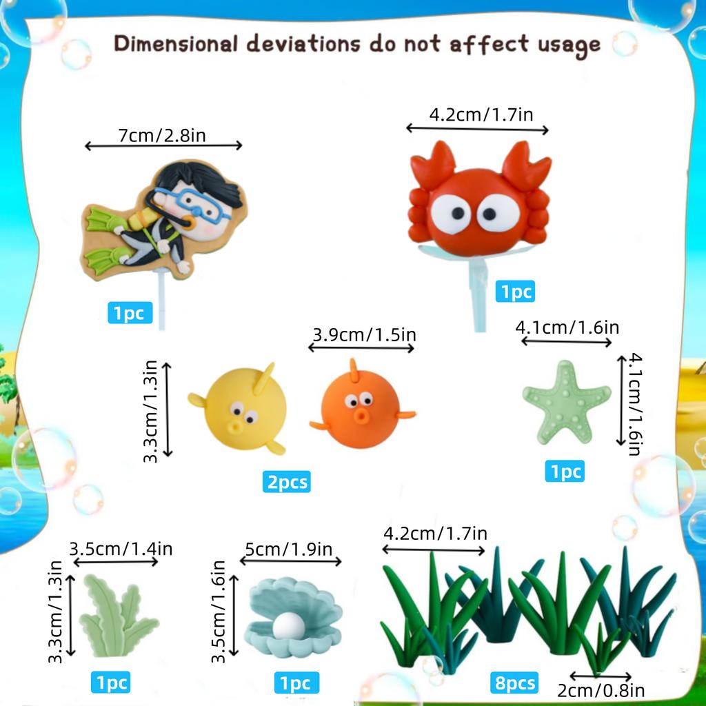 15 Stück Meer Ozean Kuchen Topper Krabbe Seestern Muscheln Kuchen Dekorationen für Meer Ozean Thema Babyparty Geburtstagsfeier Zubehör