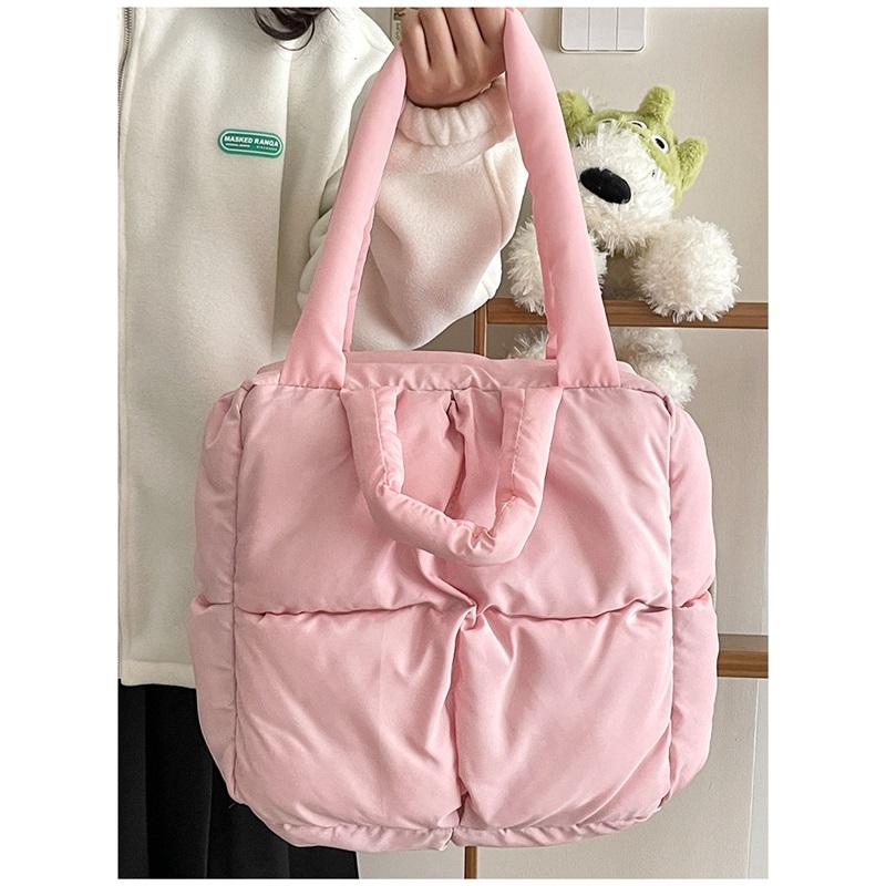 Autumn And Winter Bag Large Capacity Cotton Dress Bag Fashionable Versatile Shoulder Bag Down Bag Handheld Tote Bag