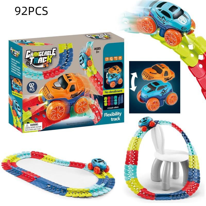 Magisches Schwerelosigkeits-Autobahn-Spielset mit LED-Rennwagen und im Dunkeln leuchtenden Regenbogen-Schienen Perfektes Geschenk für Kinder!