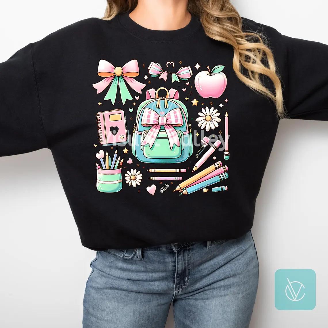 

Преппи Учитель Кокетливая Рубашка, Рубашка для Возвращения в Школу, Рубашка для Первого Дня в Школе S