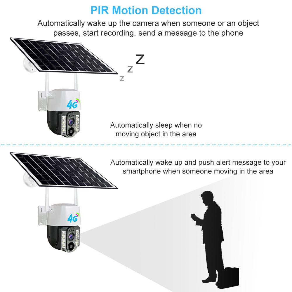 V380 Solar 4G Wireless Outdoor Camera: HD Night Vision, Smart Low Power, No Plug Required.