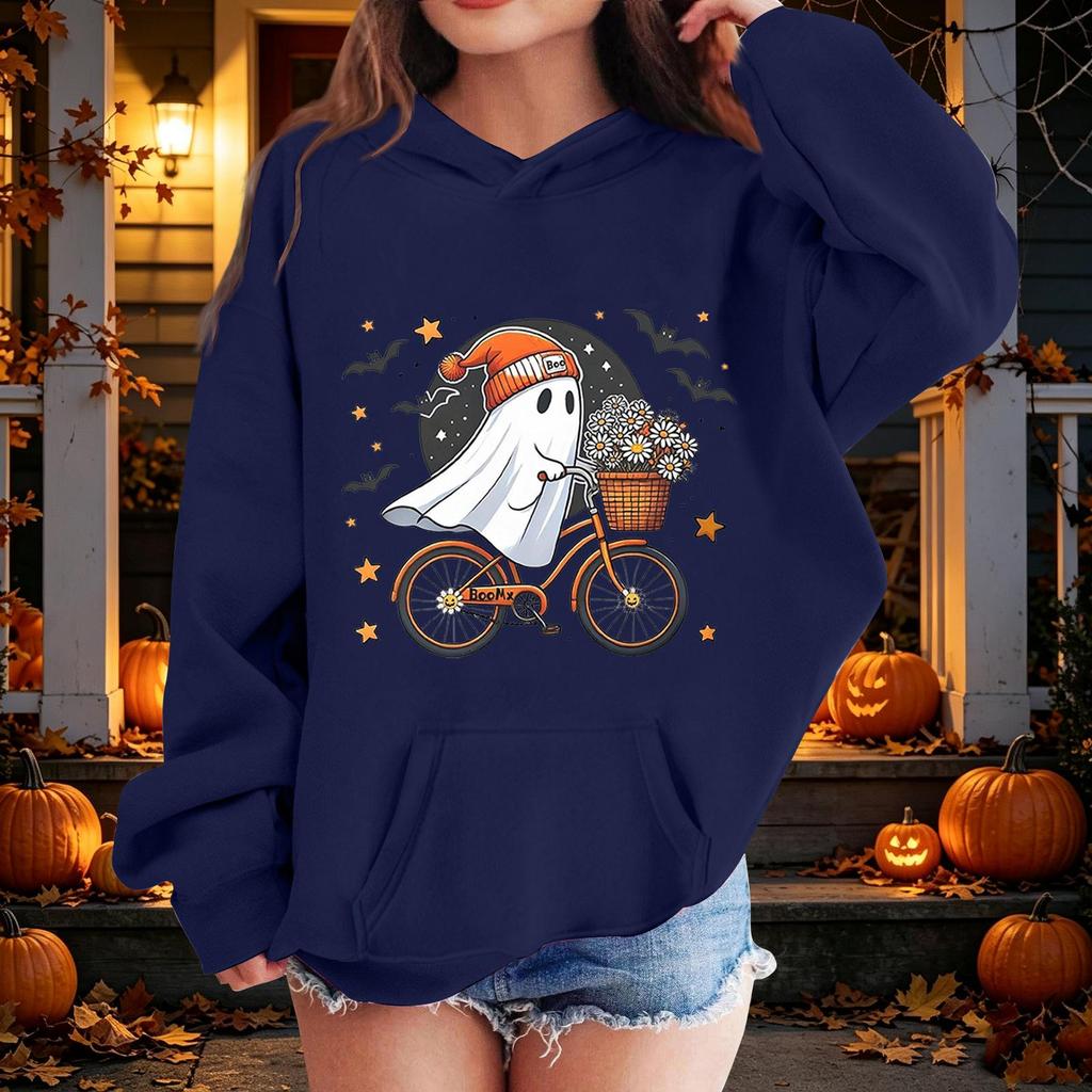 Kids Halloween Printed Hoodie, Loose Fit Casual Pullover for Boys Girls