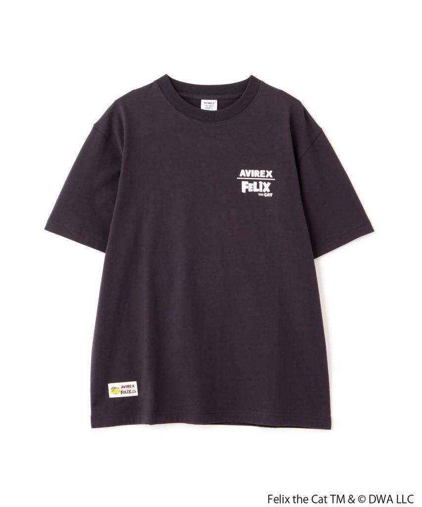 AVIREX FELIX COMICS Short Sleeve Size T-SHIRT, Felix, Men's T-Shirt, 2XL, 410, Charcoal, 783-5134036