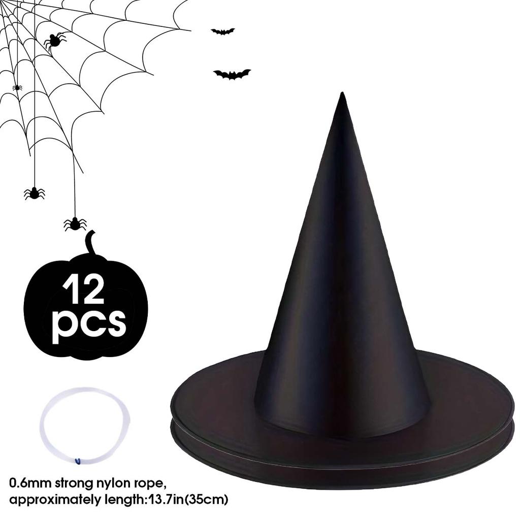 Halloween Witch Hat Hanging Witch Hat Adult Unisex Black Devil Hat Suitable for Party Costumes and Garden Porch Decorations