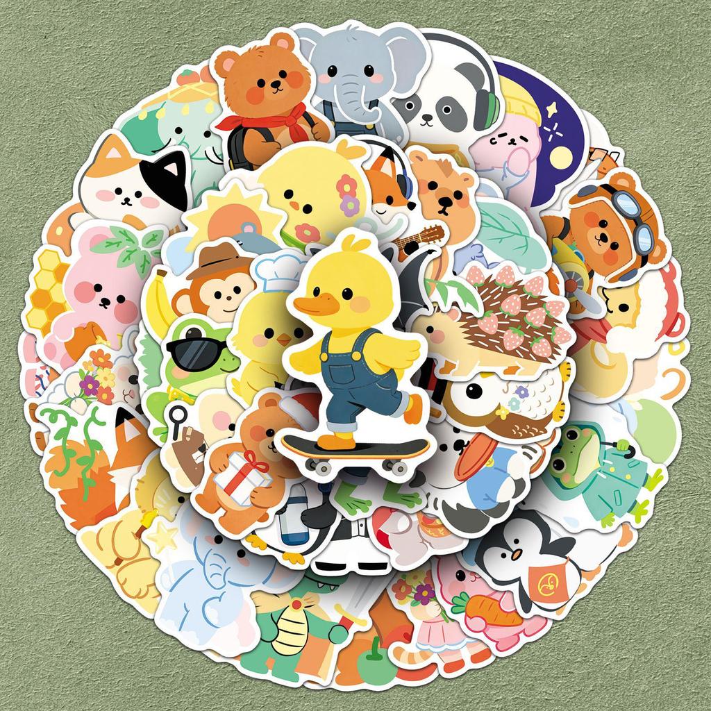 50 Hand-drawn Q Version Graffiti Animal Stickers for Bullet Journal DIY Decoration