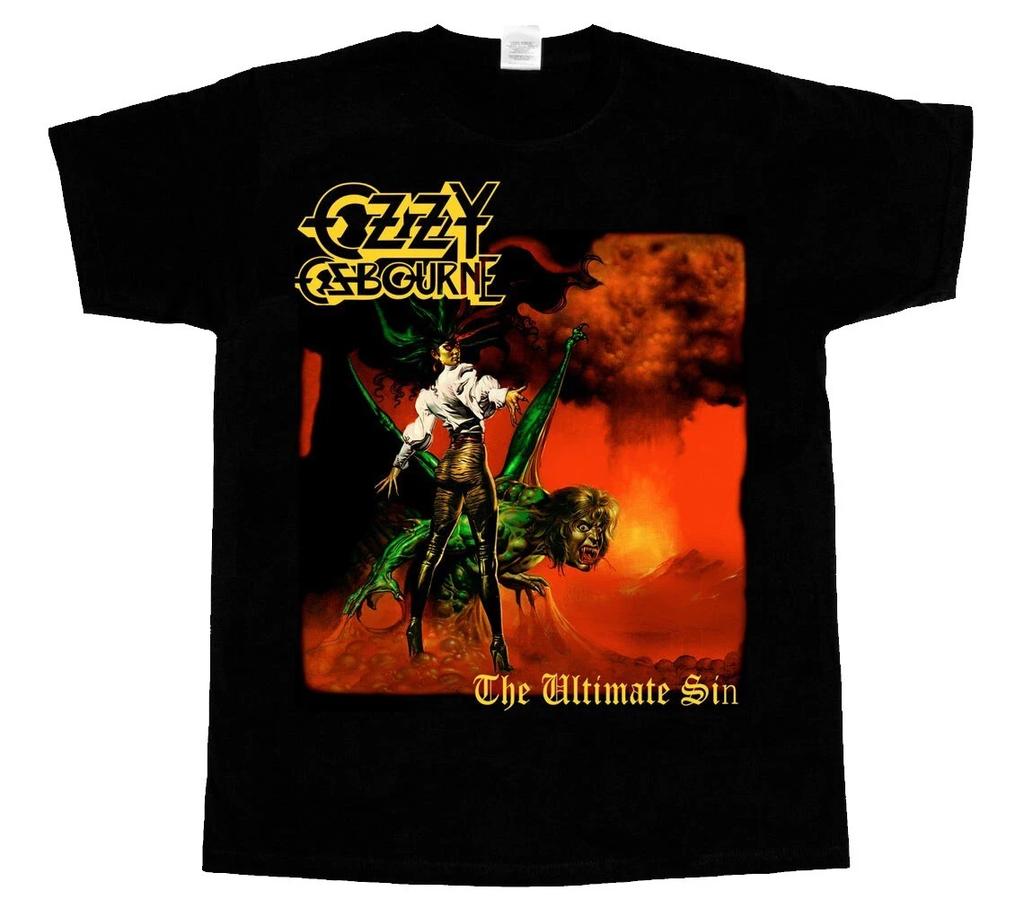 American OZZY OSBOURNE RANDY RHOADS Ultimate Sin New Black Summer New Vintage Fashion Men's and Women's Streetwear