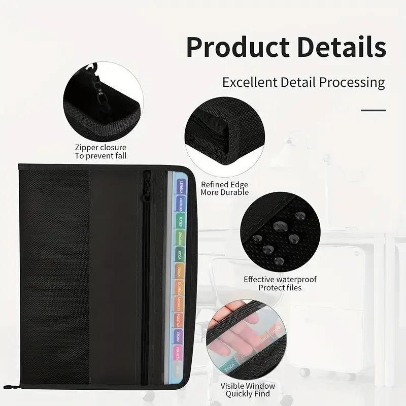 Accordion File Organizer with Safe Zipper 13 Pocket Expanding File Folder with Front Pencil Pouch Office Supplies