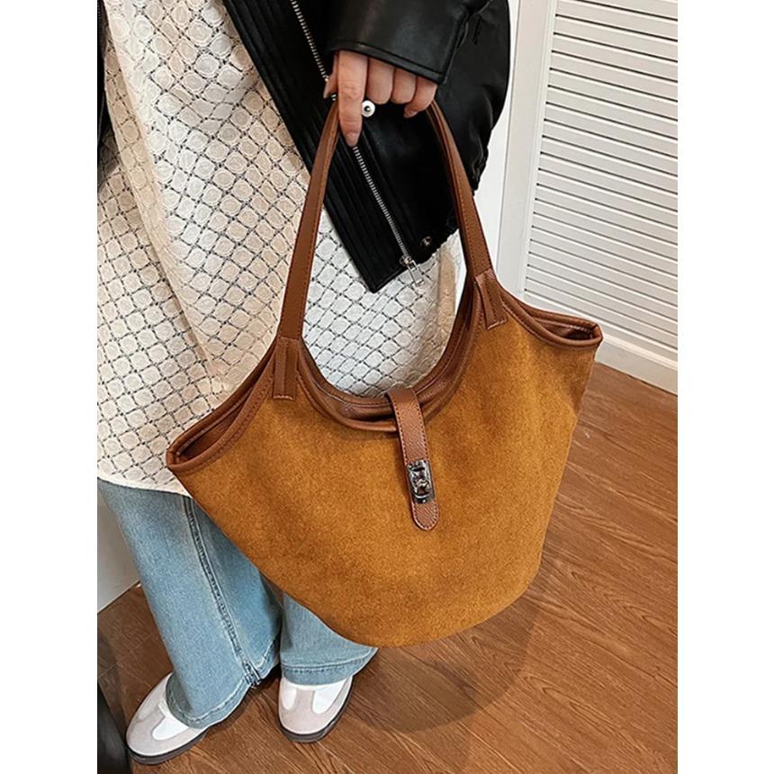 Autumn Winter Vintage Faux Suede Women Bag  New Large Capacity Commuter Handbags Female Casual Shoulder Bags