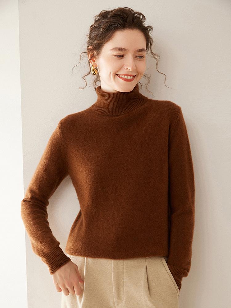 Cashmere Knit Women's High Neck Long Sleeve Sweater - Soft, Loose, Warm, and Skin-Friendly for Autumn and Winter