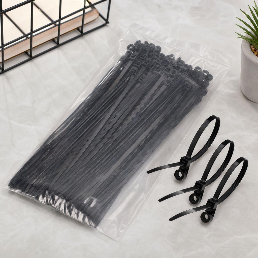 100 Pack Nylon Cable Ties, Fixed Zip Ties for Wire Management and Organization