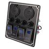4 Gang Rocker Switch Panel with USB Cigarette Lighter Socket Toggle ON Off Combination Switch Panel for Caravan Yacht