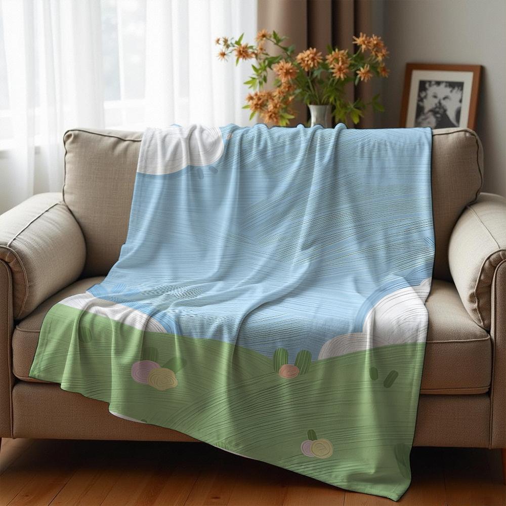 Oil Paint Scatter Flower Soft Flannel Blanket Breathable Warm Throw for Office Car Sofa Kids Room Birthday Xmas Gift