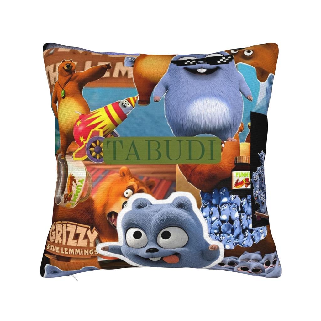 Decorative Pillow Covers Grizzy and The Lemmings Cartoon Merch Bed Throw Pillow Case Cover Square Multi-Size