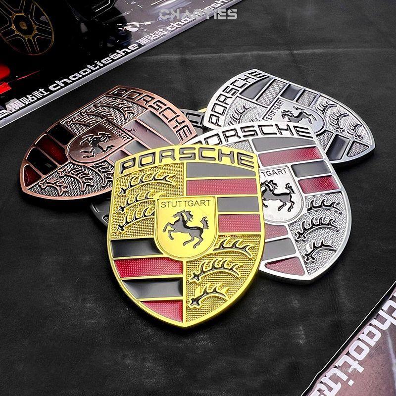 3D Metal Car Hood Front Modification Sticker Body Decorative Decal For Porsche Cayenne Panamera Macan 911 718 918 Taycan Boxster