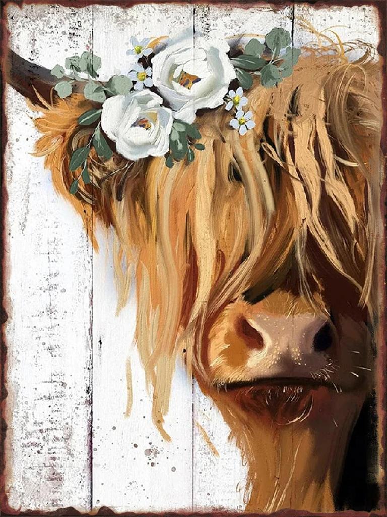 Fun Cattle Iron Plate Poster Farm Metal Tin Sign Pet Shop Garden Hanging Paintings Cute Cow Pattern Home Wall Decoration Plaque