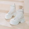 Leather Mesh Martin Boots Women's Thick Soles 2025 New Summer Hollow Breathable Mesh Boots Women's Heightening Boots Short Boots