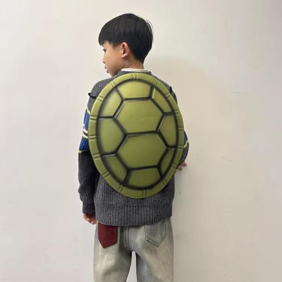 Interactive Parent Child Activity Prop Turtle Shell Costume for Kids, Halloween Ninja Cosplay Party Accessory, Adjustable Strap Back Pack EVA Backpack