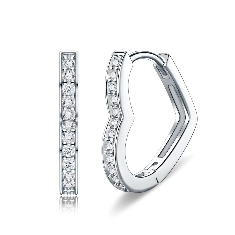 Heart Shape Stud Earrings Women Sterling With Moissanite Stones Minimalist Fashion Jewelry 925 Sterling Silver