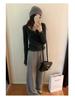 Women's Retro U-Neck Slimming Long-Sleeve Ribbed Knit Top, 2025 Autumn/Winter Collection