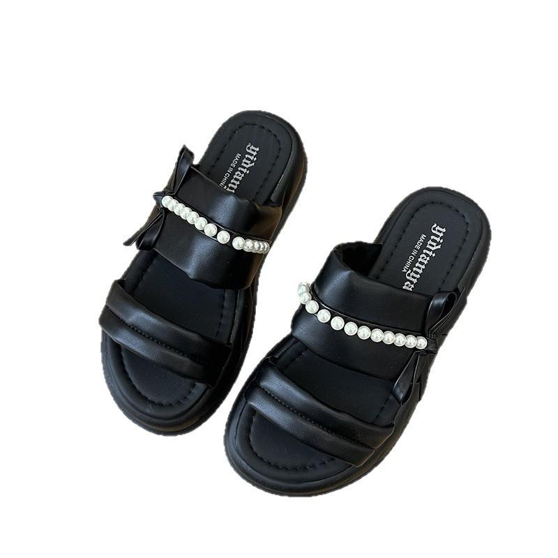 Silver Platform Slippers Women's Summer Wear 2025 New Fashion Women's One-word Sandals with Skirt Non-slip Beach Shoes