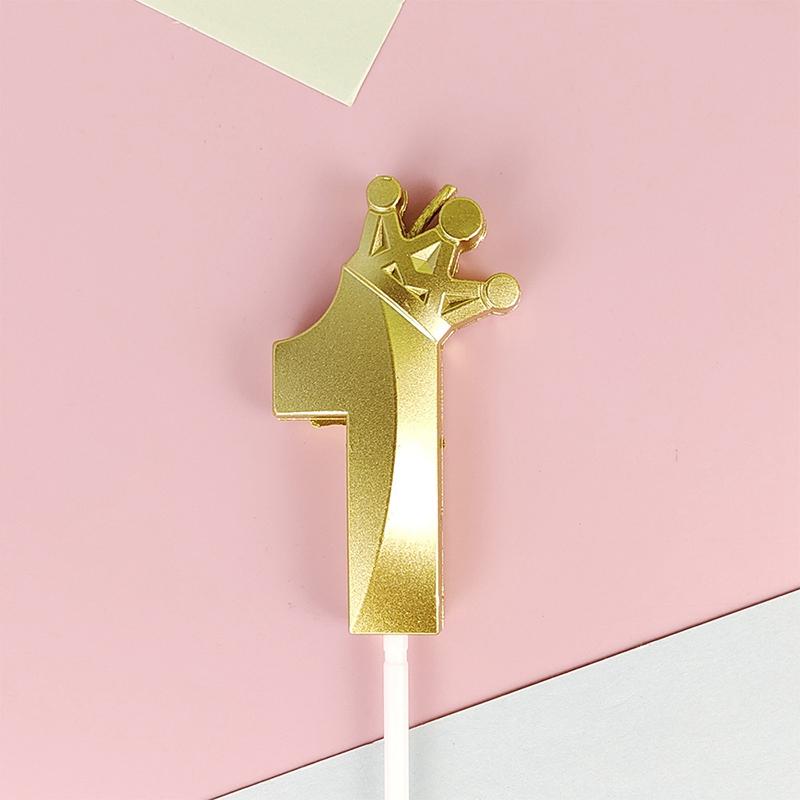 Crown Candle Birthday Decoration Sliver Gold Digital 0-9 Cake Topper Decoration Baby Shower and Anniversary Day Decor Supplies