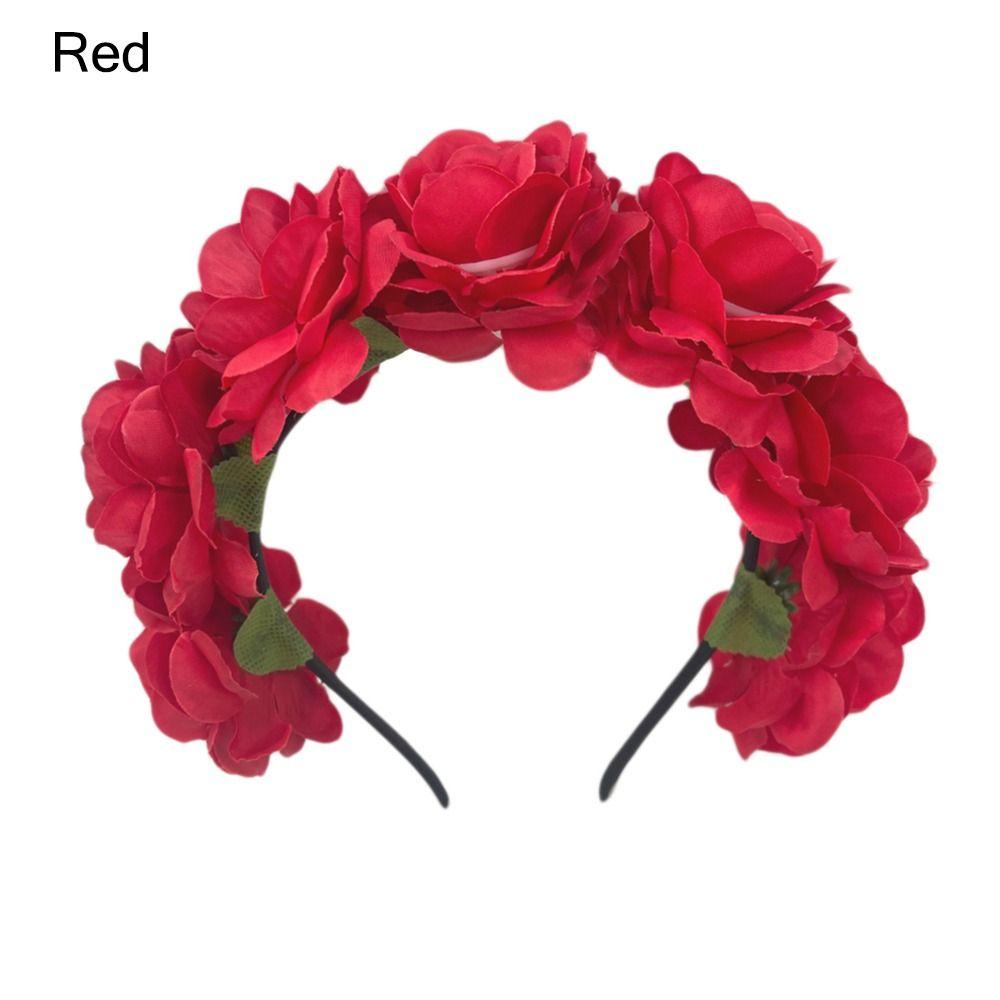 Bohemian Rose Flower Headpiece Photo Props Headwear Fashion Floral Crown Hairband  for Women Girls