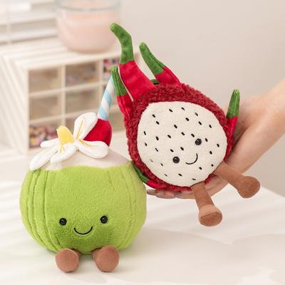 Simulated Cute Dragon Fruit Coconut Doll Fruit Plush Toy Doll Desktop Decoration Ornament Doll Gift