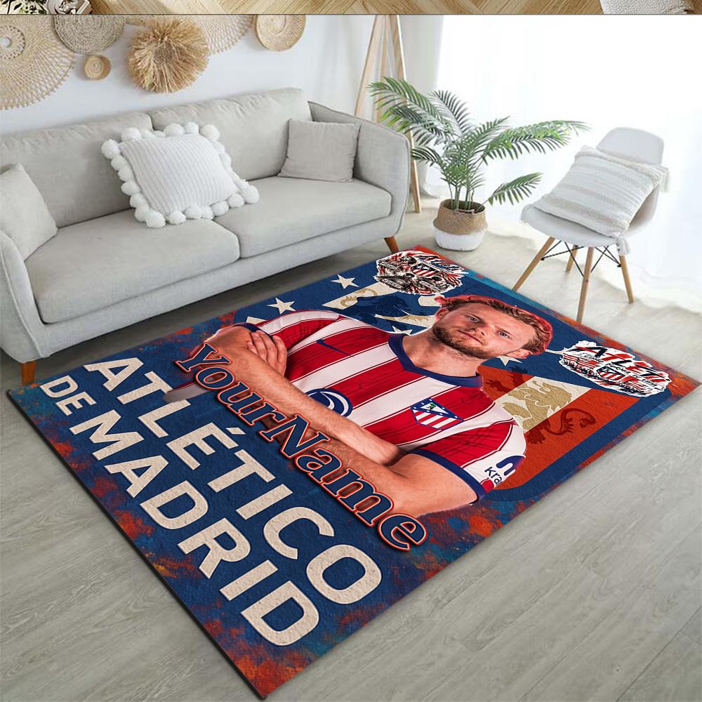 Atletico Madrid Customized Name Carpet Perfect for Foyer Game Room Balcony Dormitory Antislip Carpet Anime Office Decor Gift for Festivals