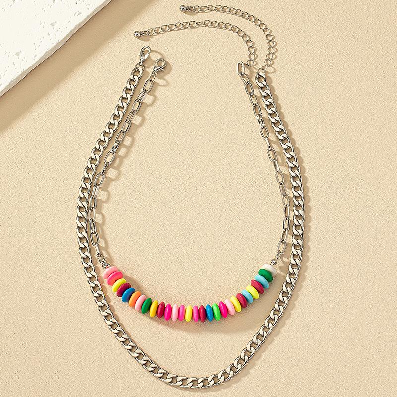 

Модное многослойное ожерелье из бусин: Вдохновленный хип-хопом, красочный, минималистичный дизайн для женщин