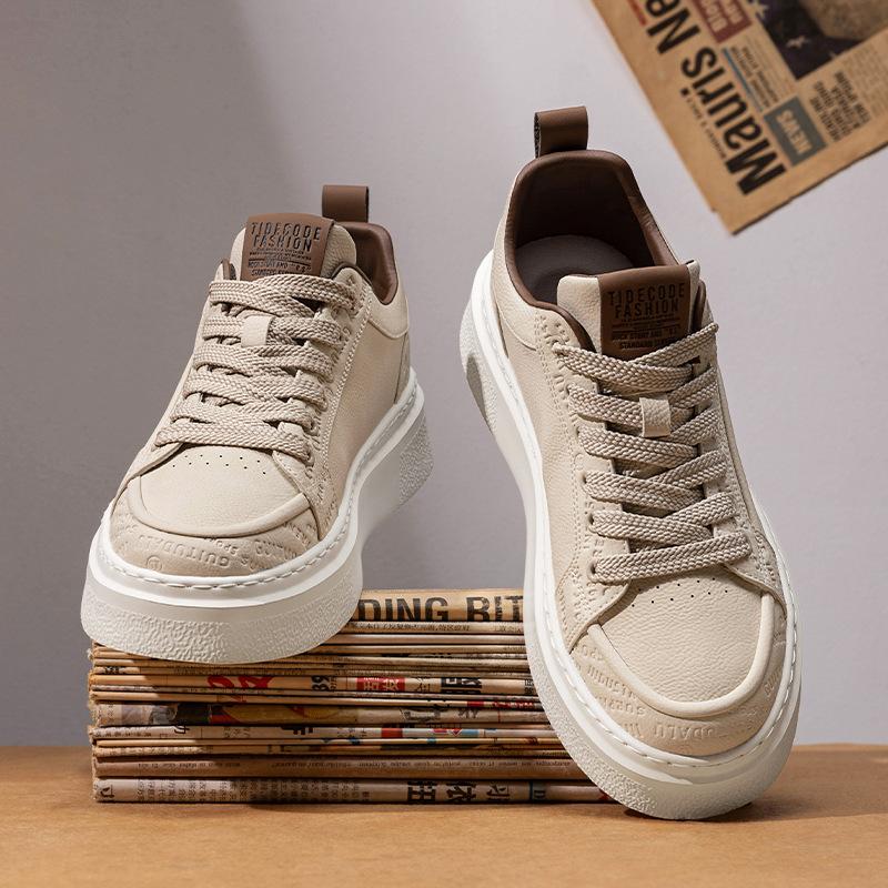 New Autumn Casual Board Shoes British Style Thick-soled Leather Shoes Flat-soled Heightening Little White Sports Shoes