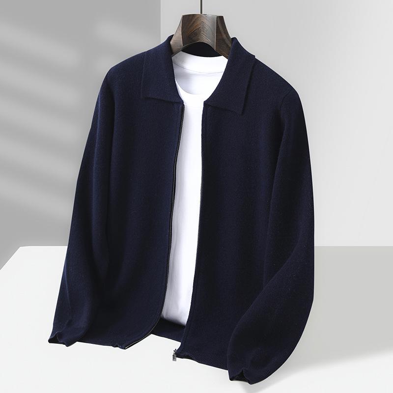 Herren Strickjacke aus 100% reiner Wolle - Dick, Locker, Trendige Reversjacke für Herbst/Winter, Große Größen erhältlich