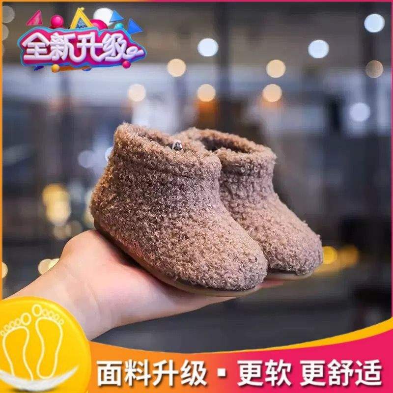 Baby Girl Fluffy Boots Princess Shoes Winter Plush Boots Girls Short Boots Soft Sole Baby Toddler Shoes Warm Cotton Shoes
