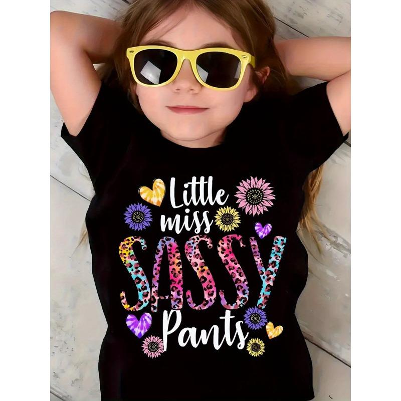 European sizes Summer T-Shirt Featuring a 'Stylish Little Girl' Print, a Trendy Black, White, And Pink Breathable Short-Sleeve Top with a Round Neck