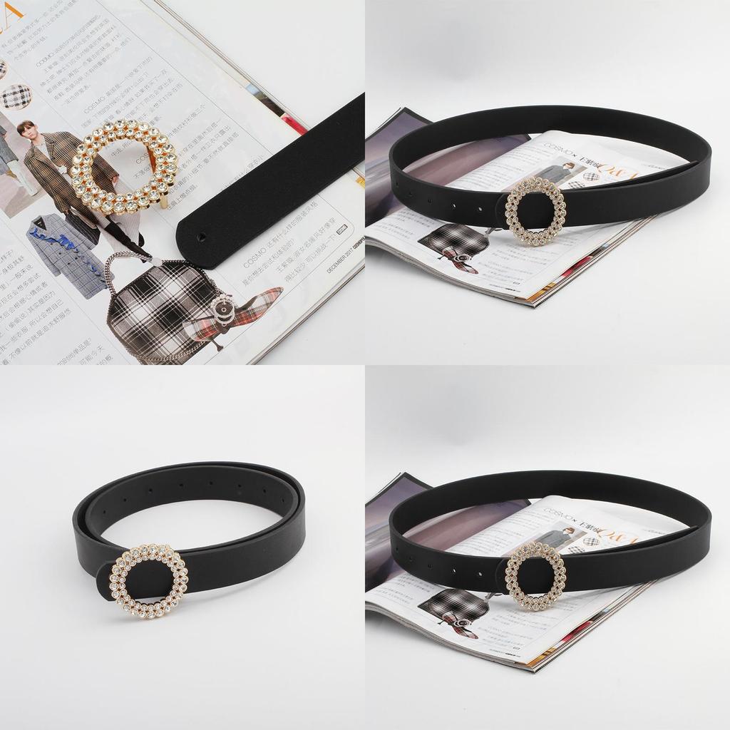 Sweet Style Waterdiamond Crystal Belt With Faux Leather And Snap For Daywear