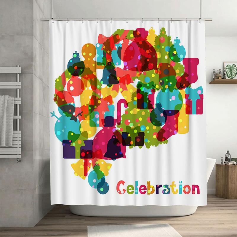 

Tu Festive Holiday Shower Curtain Waterproof Christmas Trees Pattern Bathroom Decor Xmas Party Backdrop Festive Home Decor Moder W60H190(CM)-1 Pcs