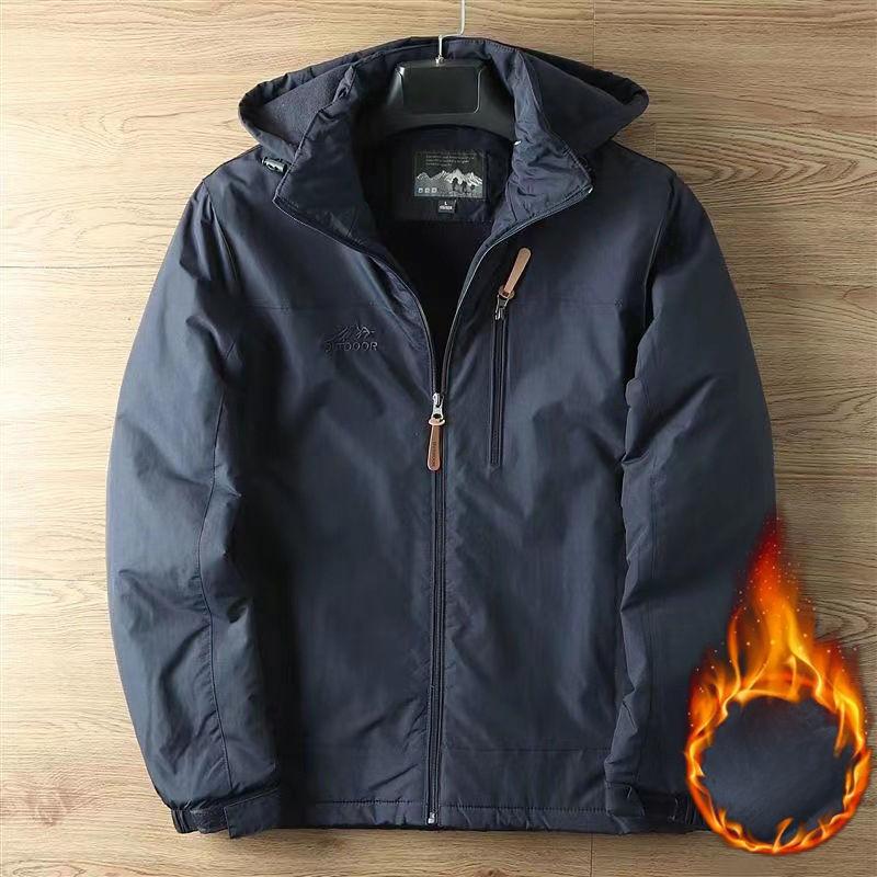 Men's Outdoor Leisure Plus Velvet  Autumn and Winter Thickened Tooling Jacket Windproof and Waterproof Outdoor Mountaineering Suit