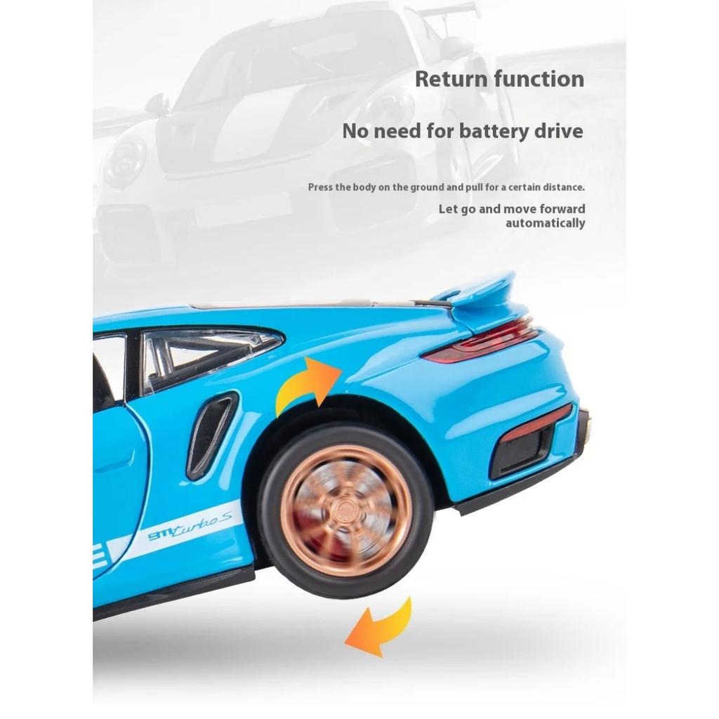 Simulation 1/32 Scale Porsche 911 Turbo S Alloy Racing Car Diecast Metal Model Children's Toy Kids Gift Birthday Present for Boys