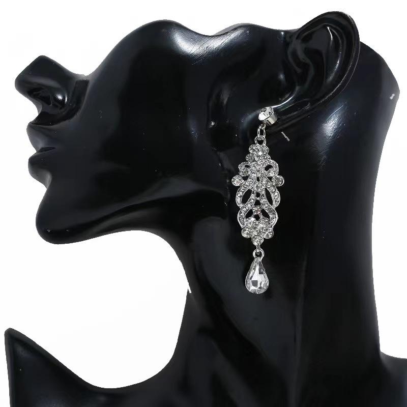 Fashion Crystal Wedding Drop Earrings for Women Silver Color Bridal Dangle Earrings Brides Gifts Birthday Party Jewelry