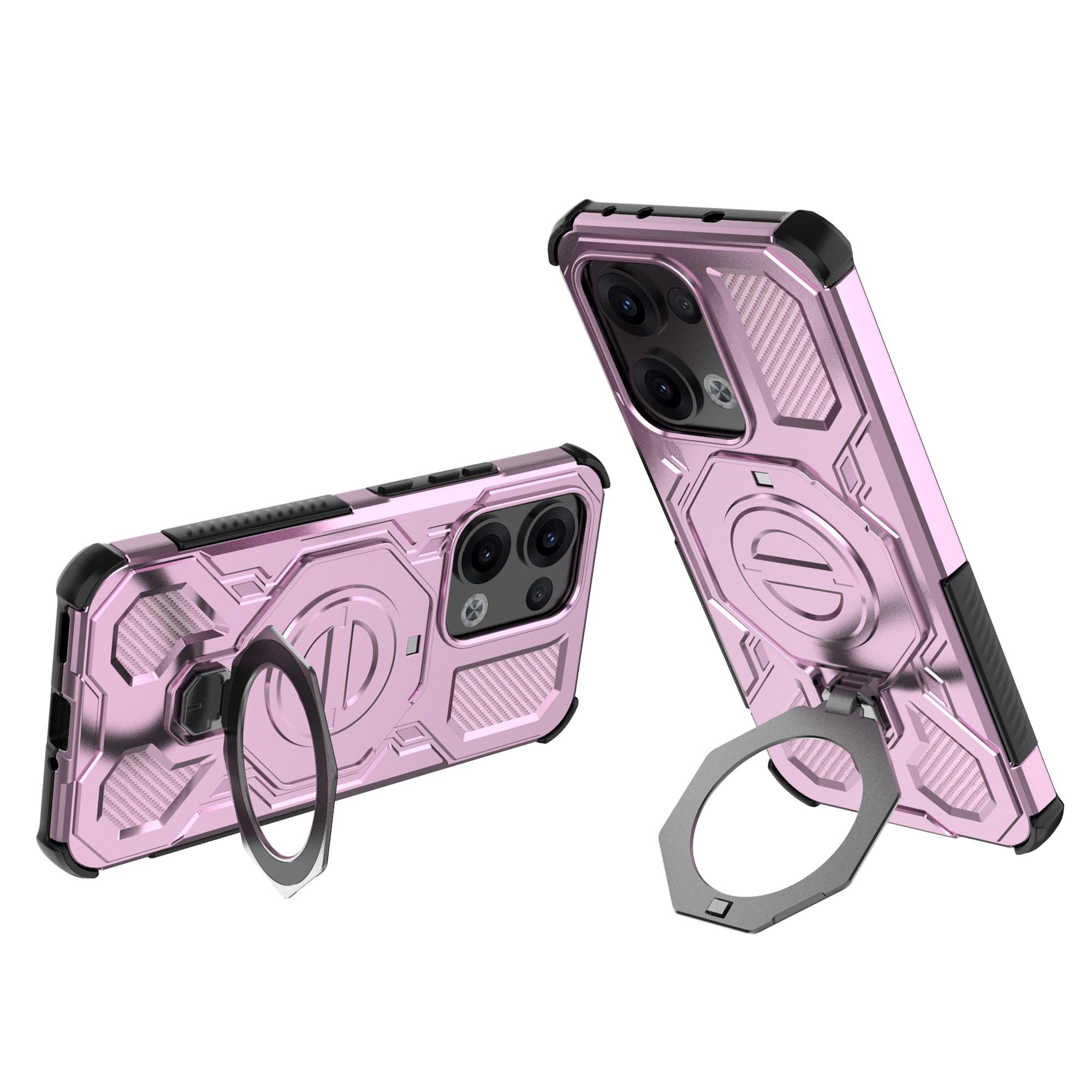 

For Oppo Reno13 5G (Global) Magnetic Case Rotating Metal Kickstand PC+TPU Phone Back Cover Dark Blue