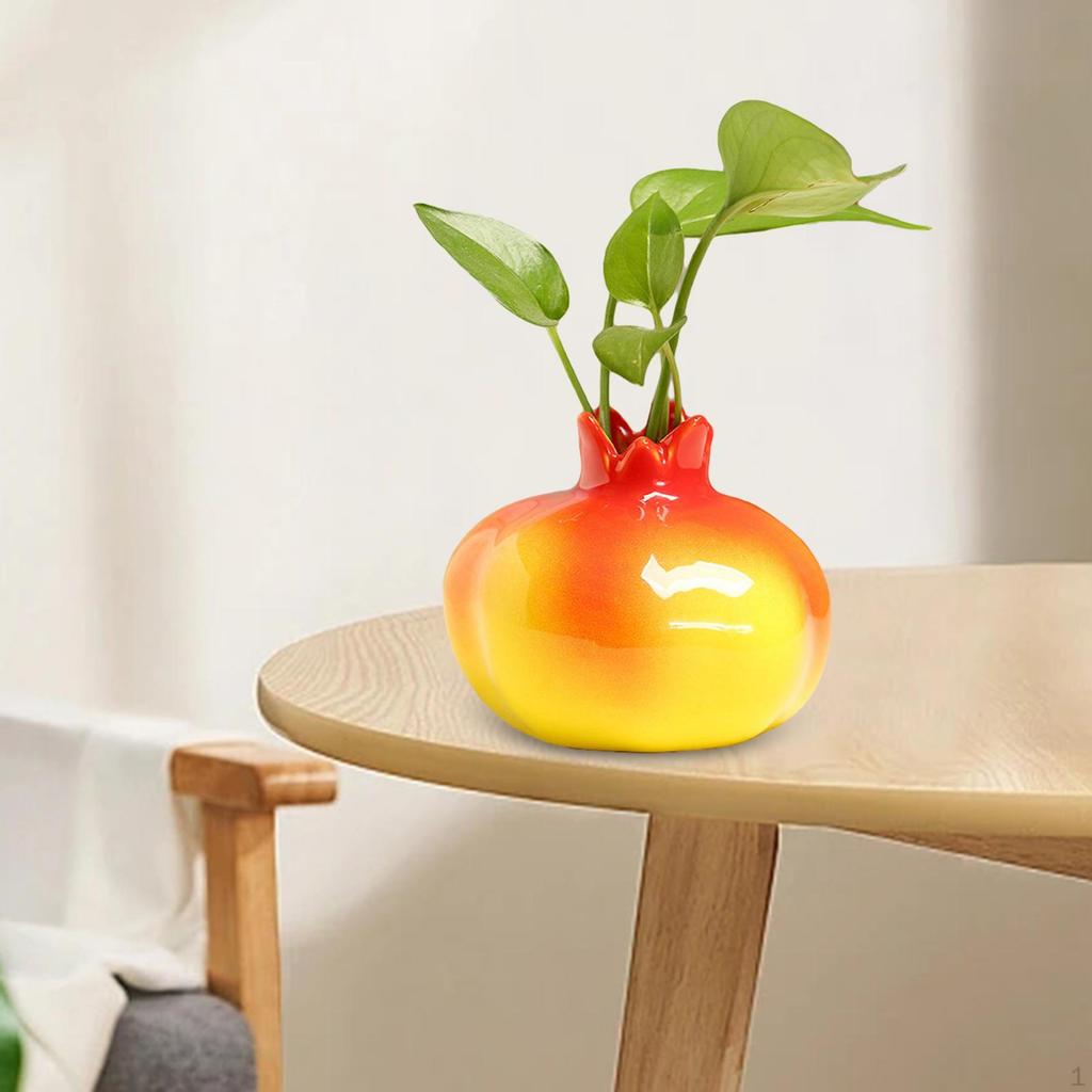 Ceramic Flower Vase Pomegranate Shaped Plants Holder Modern Floral Arrangements Hydroponic