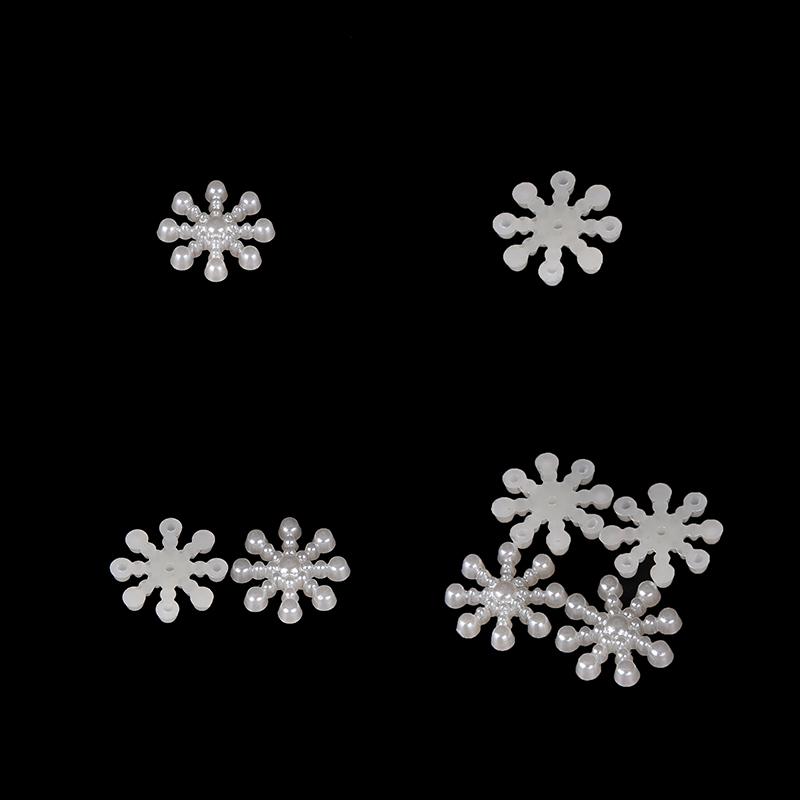 50 Stück Schneeflocke Flatback Perlen Verzierungen Weihnachts-Basteln Kartenherstellung